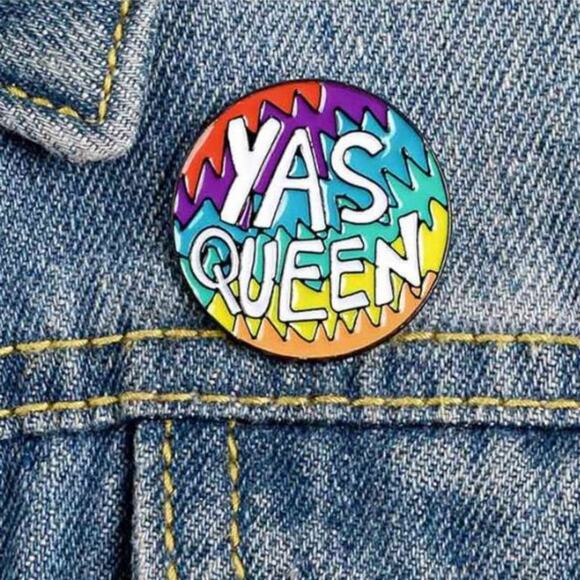 Round Yas Queen Rainbow Pin Brooch - Picture 1 of 3